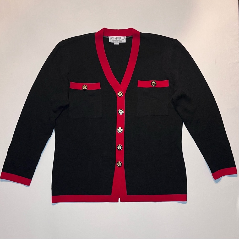 Women’s St. John Collection By Marie Gray Knit Cardigan Sweater Button VNeck M